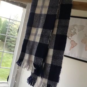 Black and Navy Blue Plaid Scarf